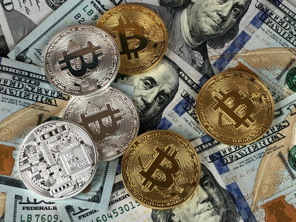 Pièces Rondes En Argent Et Or Bitcoin